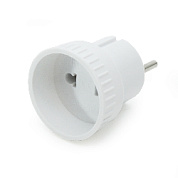 Адаптер-переходник электрический (без заземления), круглый, 10А. белый (рваная упаковка)